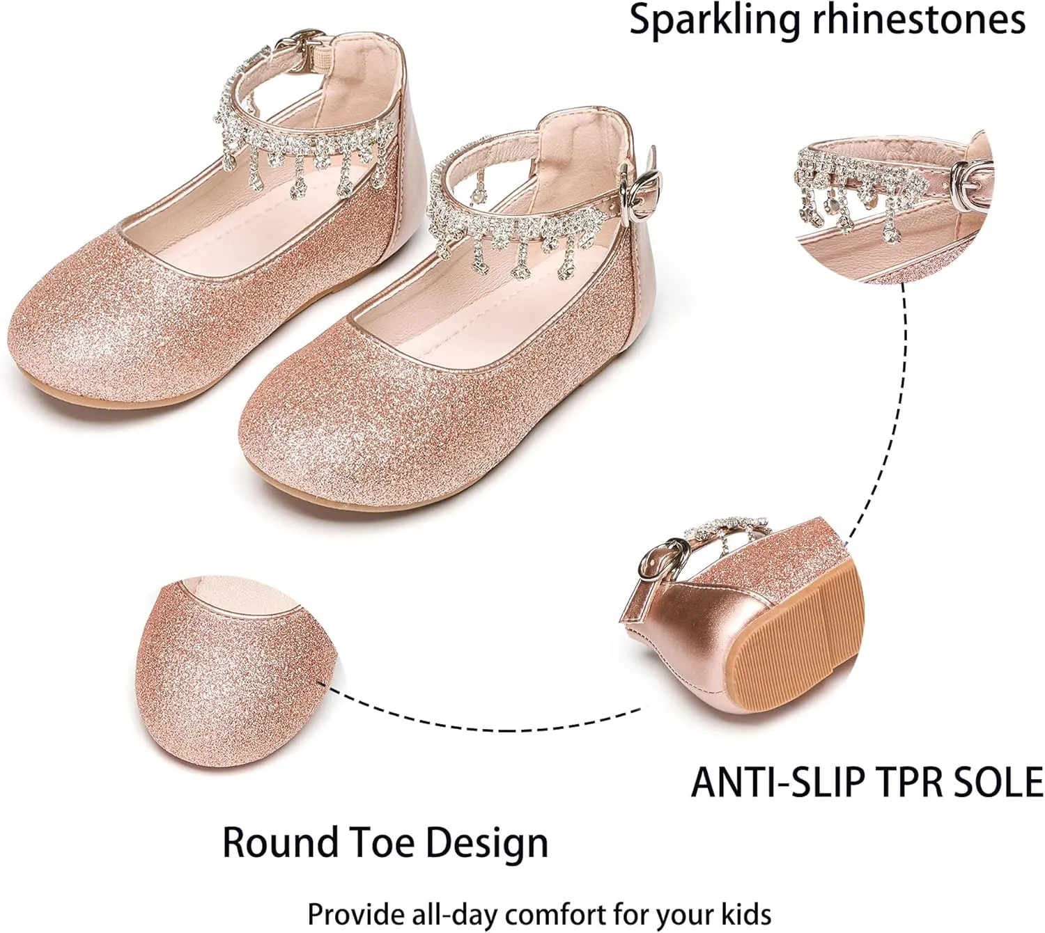 Kiderence Toddler Girls Dress Shoes Little Kids Mary Janes Ballet Flats Toddler