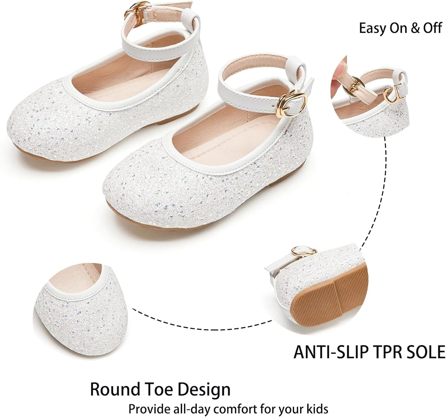 Kiderence Toddler Girls Dress Shoes Little Kids Mary Janes Ballet Flats Toddler