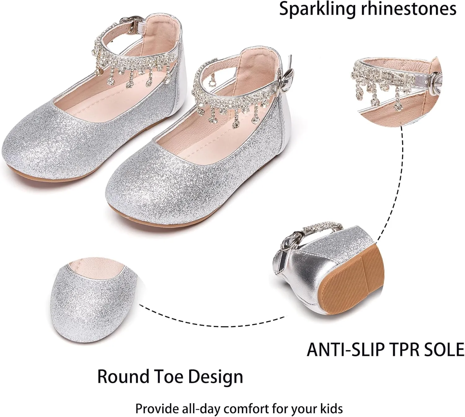 Kiderence Toddler Girls Dress Shoes Little Kids Mary Janes Ballet Flats Toddler