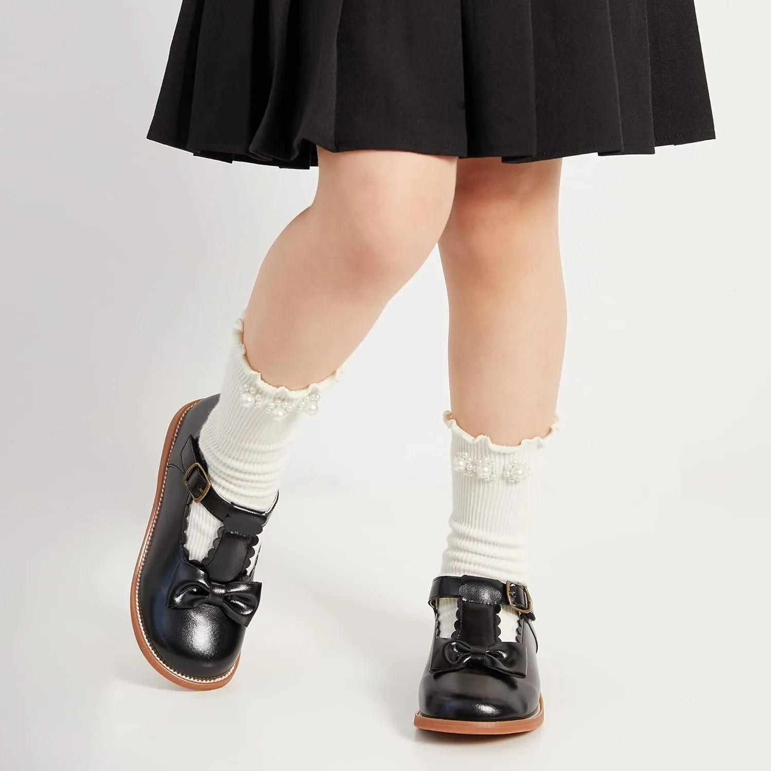 Kiderence Toddler Girls Mary Jane Dress Shoes Little Girls School Oxford Flats