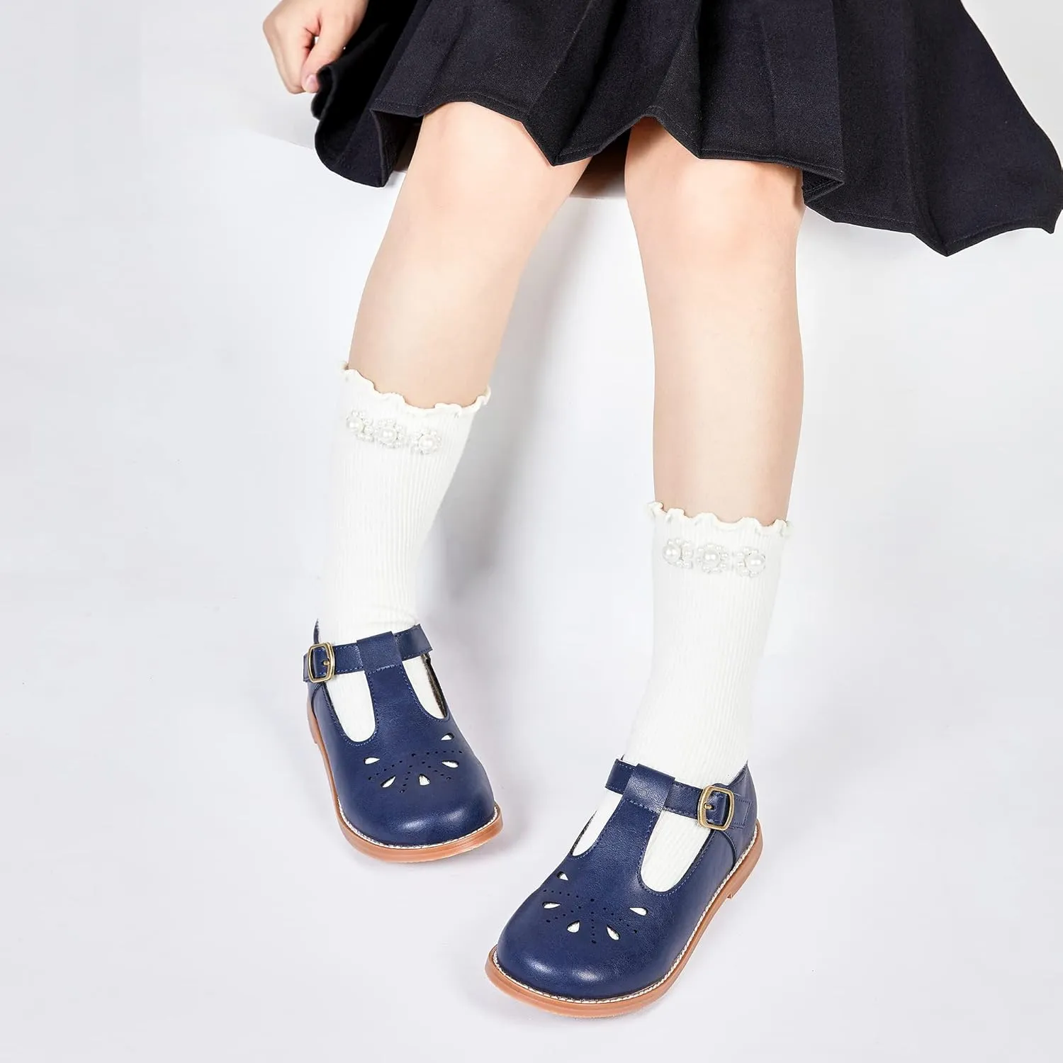 Kiderence Toddler Girls Mary Jane Dress Shoes Little Girls School Oxford Flats