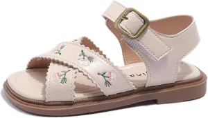 Kids Platform Sandals Open Toe Embroidered Buckle Casual Shoes Ankle Strap Close Back Summer Flat Sandal For Boy