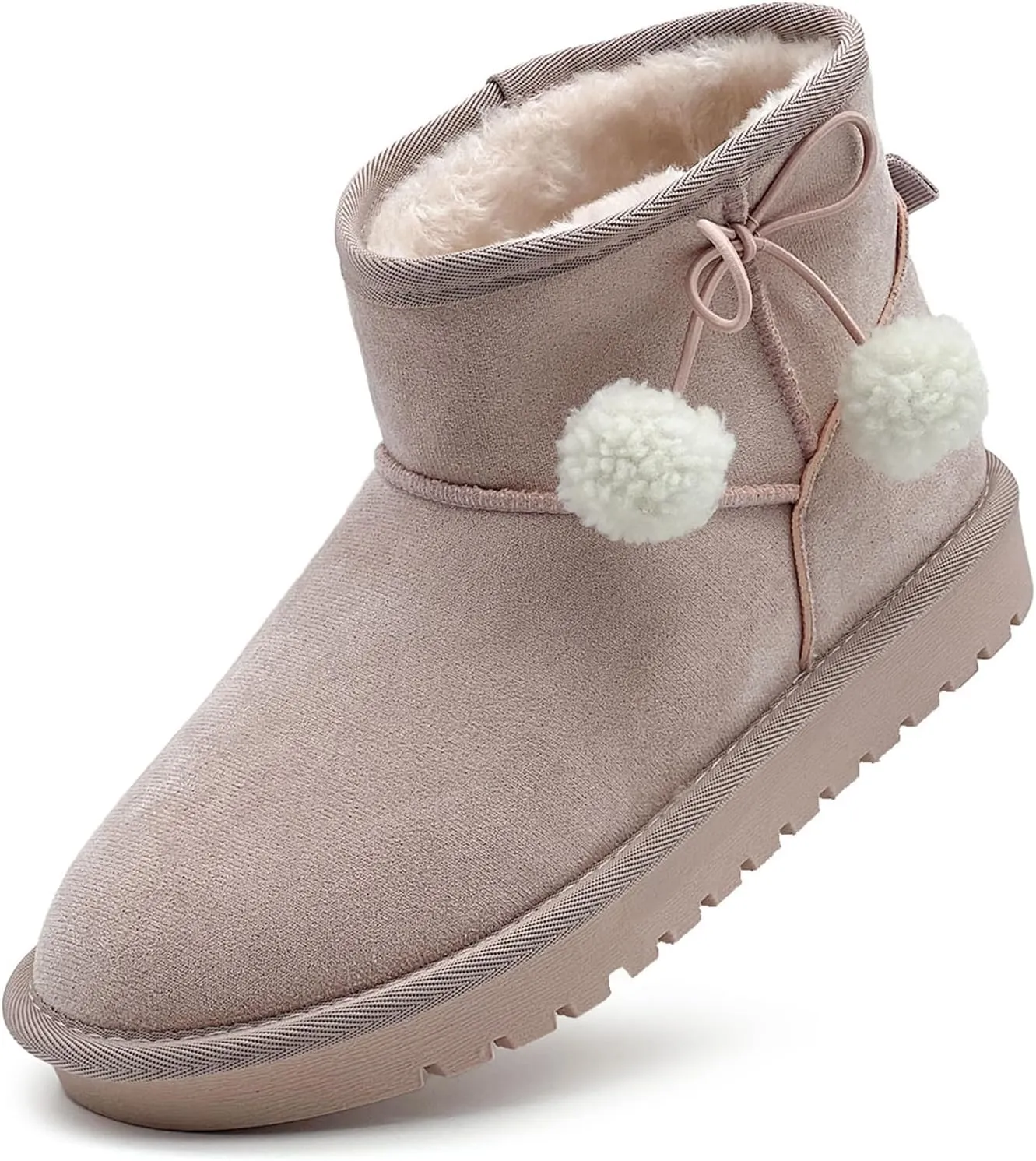 Kids Snow Boots for Girls Boys Comfy Warm Fur Lined Winter Boots Lightweight Slip On Fuzzy Ankle Boot (Little/Big Kids)