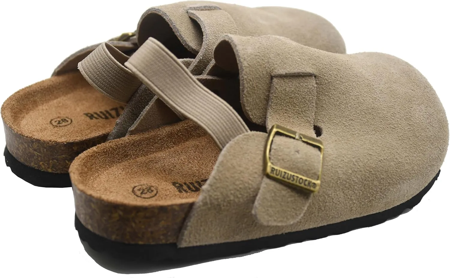 Kids Suede Clogs Toddler Clogs Boys Girls Sandals Cork Adjustable Buckle Mules Kid Slippers Flat Shoes Black