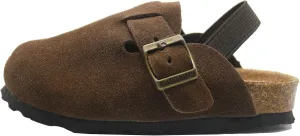 Kids Suede Clogs Toddler Clogs Boys Girls Sandals Cork Adjustable Buckle Mules Kid Slippers Flat Shoes Black