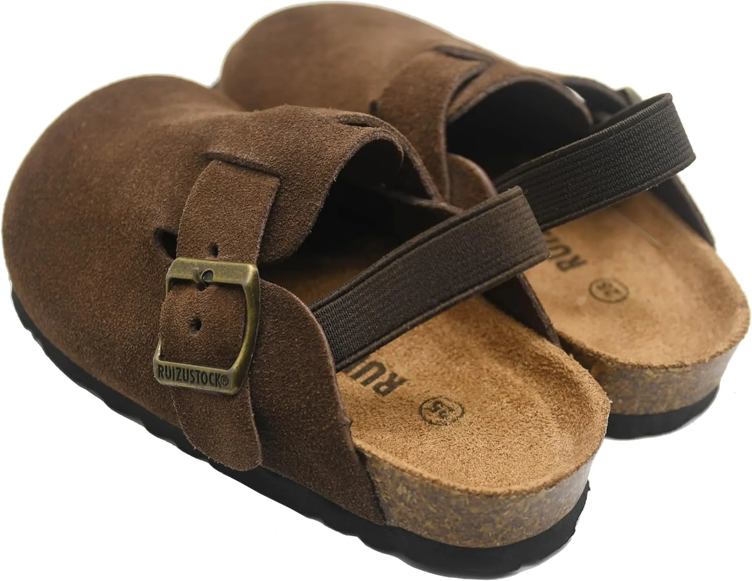 Kids Suede Clogs Toddler Clogs Boys Girls Sandals Cork Adjustable Buckle Mules Kid Slippers Flat Shoes Black