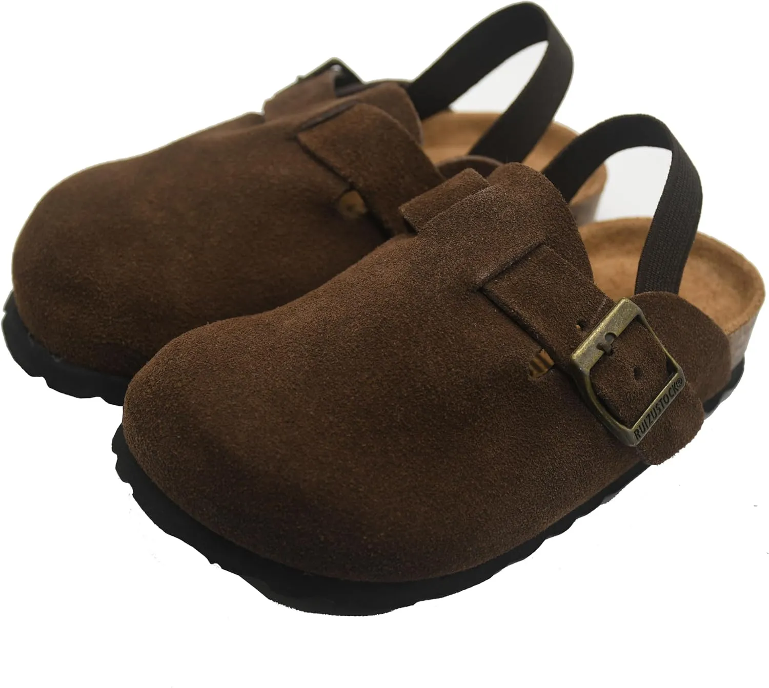 Kids Suede Clogs Toddler Clogs Boys Girls Sandals Cork Adjustable Buckle Mules Kid Slippers Flat Shoes Black