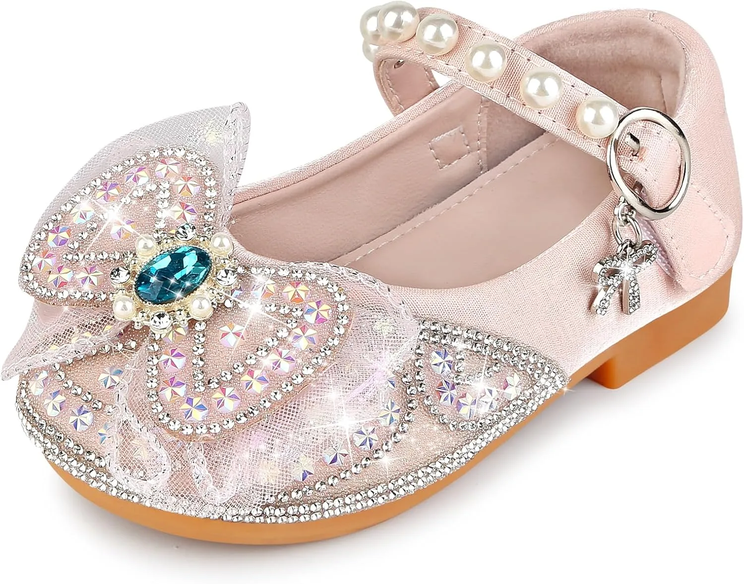 Kivors Toddler Girls Dress Shoes Princess Shoes Low Heels Girls Mary Jane for Wedding Party, 12.5 Little Kid (Pink)