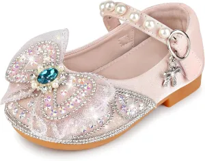 Kivors Toddler Girls Dress Shoes Princess Shoes Low Heels Girls Mary Jane for Wedding Party, 12.5 Little Kid (Pink)