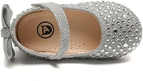 kkdom Girl's Dress Shoes Mary Jane Ballet Flats Bow Flower Girl Wedding Party Ballerina Flat Shoes Toddler/Little Kid/Big Kid