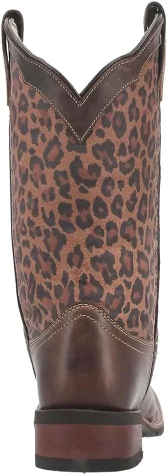 Laredo Womens Astras Cheetah Square Toe Casual Boots Mid Calf Low Heel 1-2" - Brown