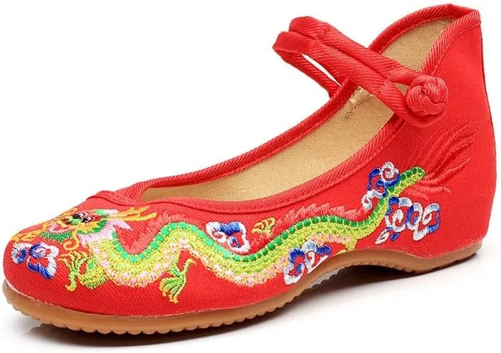 Lazutom Vintage Chinese Style Women Embroidered Shoes Flat Ballet Cotton Loafer