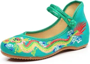 Lazutom Vintage Chinese Style Women Embroidered Shoes Flat Ballet Cotton Loafer