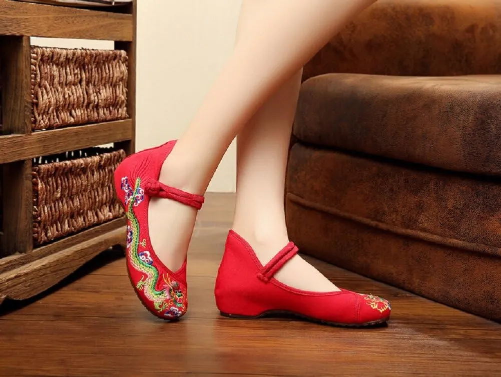Lazutom Vintage Chinese Style Women Embroidered Shoes Flat Ballet Cotton Loafer