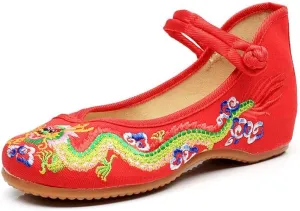 Lazutom Vintage Chinese Style Women Embroidered Shoes Flat Ballet Cotton Loafer