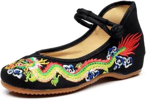 Lazutom Vintage Chinese Style Women Embroidered Shoes Flat Ballet Cotton Loafer