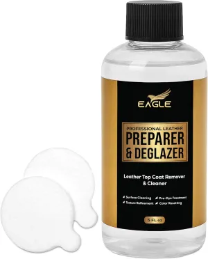 Leather Preparer & Deglazer - 5 oz -Removes Factory Finishes, Adhesives & Contaminants – Prepares Leather for Dye, Paint, & Restoration – Includes Sponge