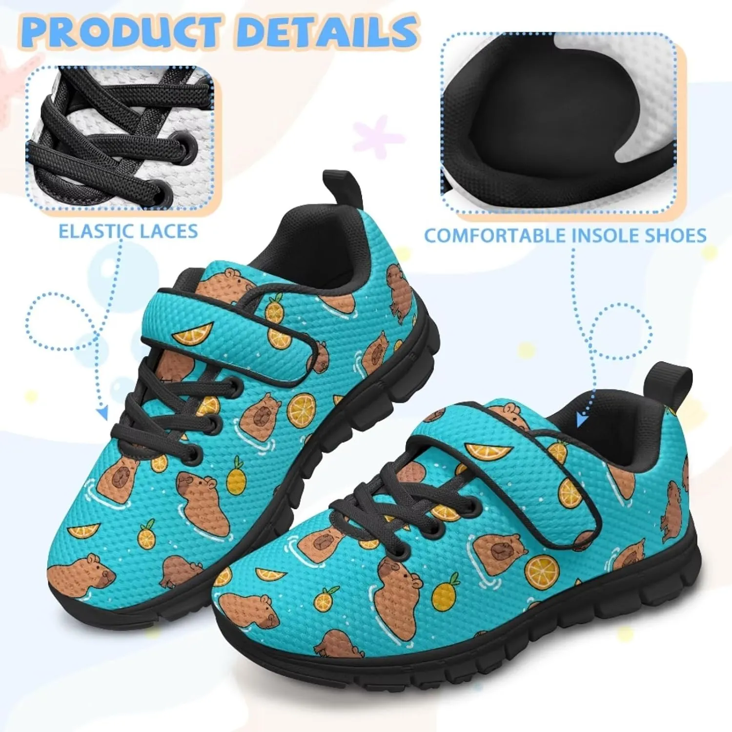 Little Kids Athletic Shoes for Boys Girls Sport Athletic Gym Walking Strap Sneakers Fitness Shoe