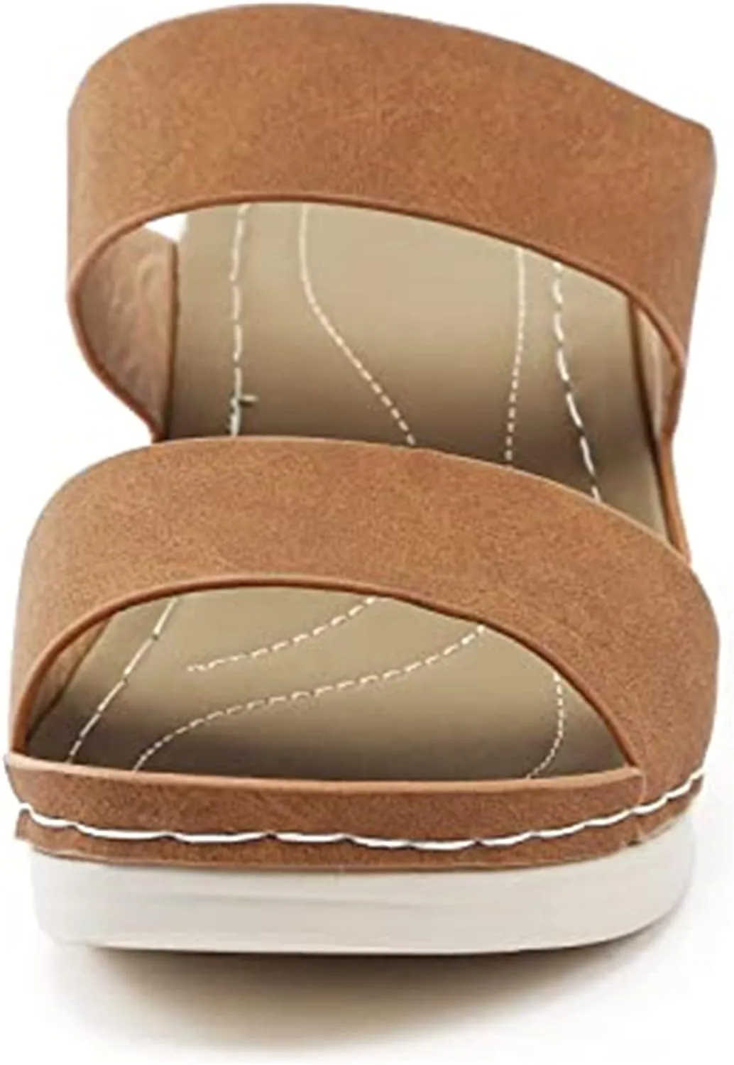 LUWAY Ladies Faux Leather Open Toe T Bar Sling Back Lightweight Elastic Strappy Gladiator Summer Sandals,Brown,US9/EU41