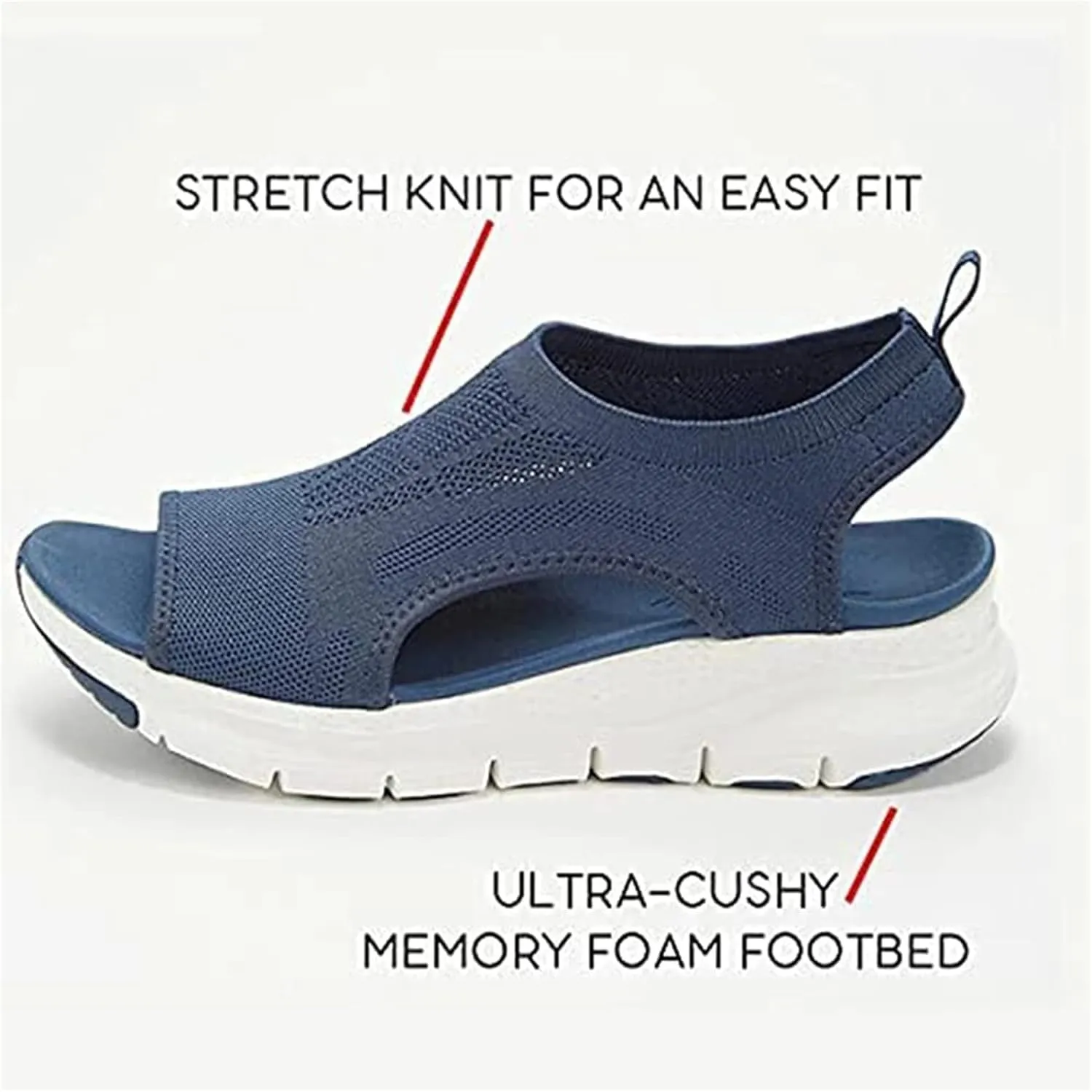 LUWAY Sandals for Women Summer Washable Slingback Orthopedic Slide Sport Sandals Comfy Knit Thick Bottom Fish Mouth Casual Sandals Mesh Soft Sole Casual Women's Shoes,Black,US7/EU38