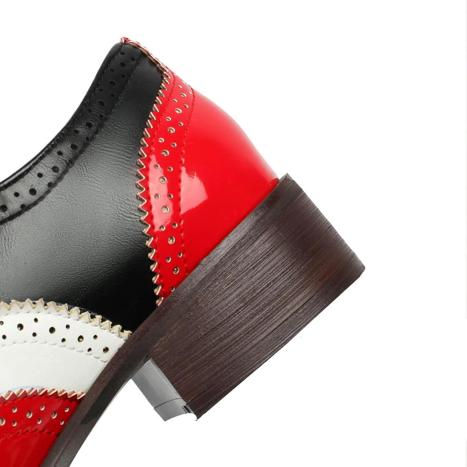 LUXMAX Women Lace Up Oxford Shoes Flats Wingtip Brogues Shoes Low Chunky Heel Vintage Saddle Shoes