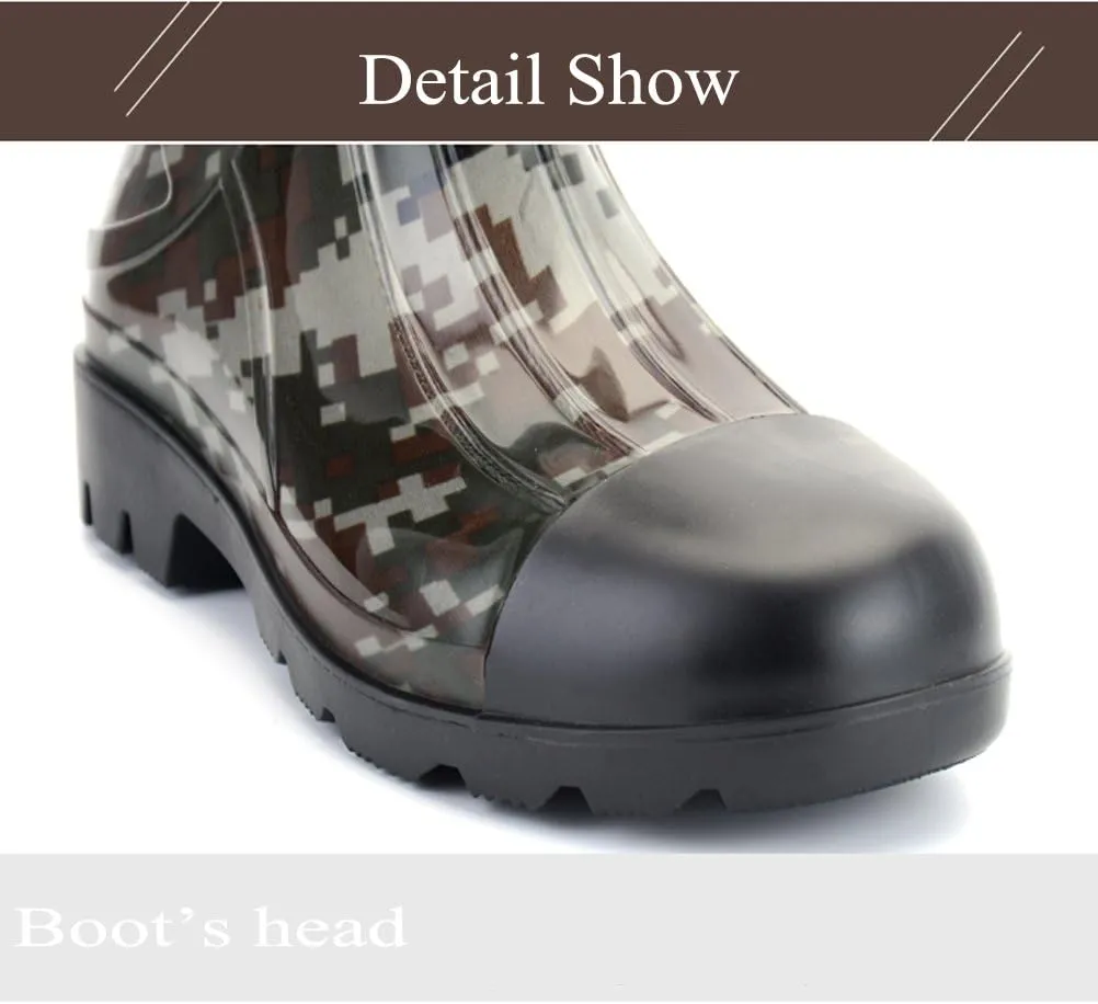 Man Knee High Rubber Rainboots Camo Waterproof Rubber Boots for Garden Man Rain Footwear Size