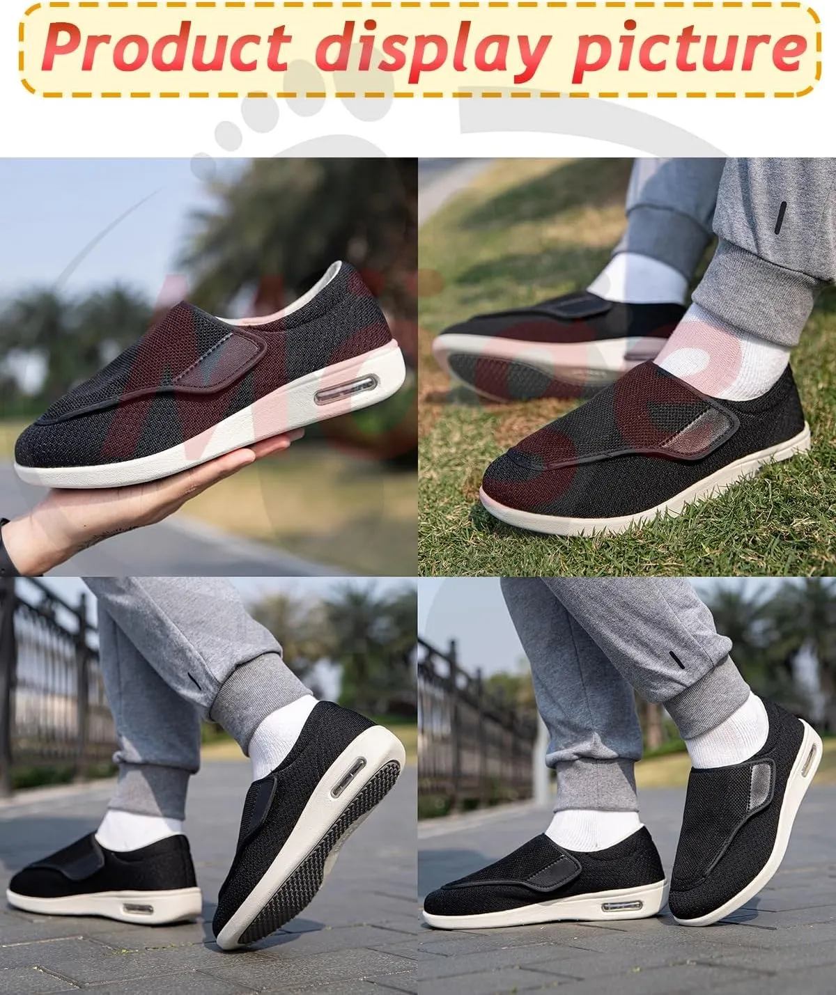 Men Diabetic Shoes Extra Wide Width Sandals Edema Footwear Adjustable Arthritis Edema Slippers for Edema Plantar Fasciitis Bunions Swollen Feet
