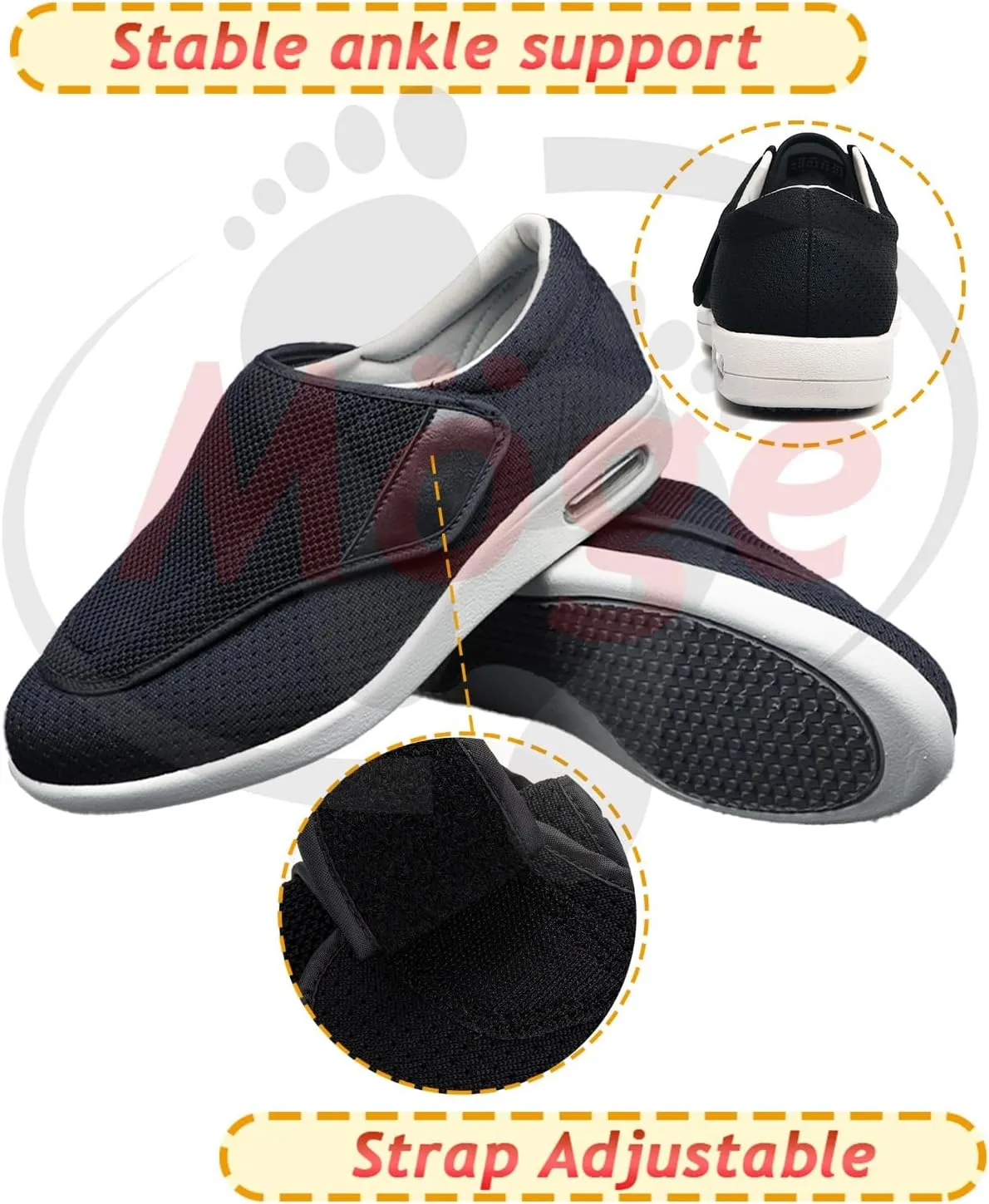 Men Diabetic Shoes Extra Wide Width Sandals Edema Footwear Adjustable Arthritis Edema Slippers for Edema Plantar Fasciitis Bunions Swollen Feet