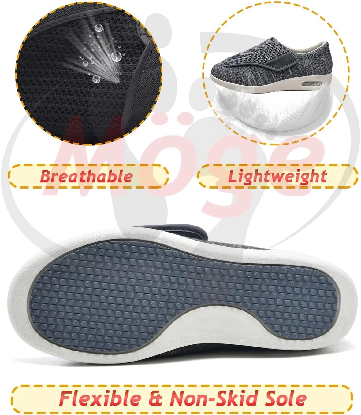 Men Diabetic Shoes Extra Wide Width Sandals Edema Footwear Adjustable Arthritis Edema Slippers for Edema Plantar Fasciitis Bunions Swollen Feet