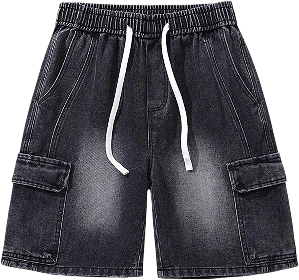 Men Loose Fit Denim Shorts Baggy Casual Summer Wide Leg Mid Jean Jorts Hip Hop Shorts Streetwear with Pockets