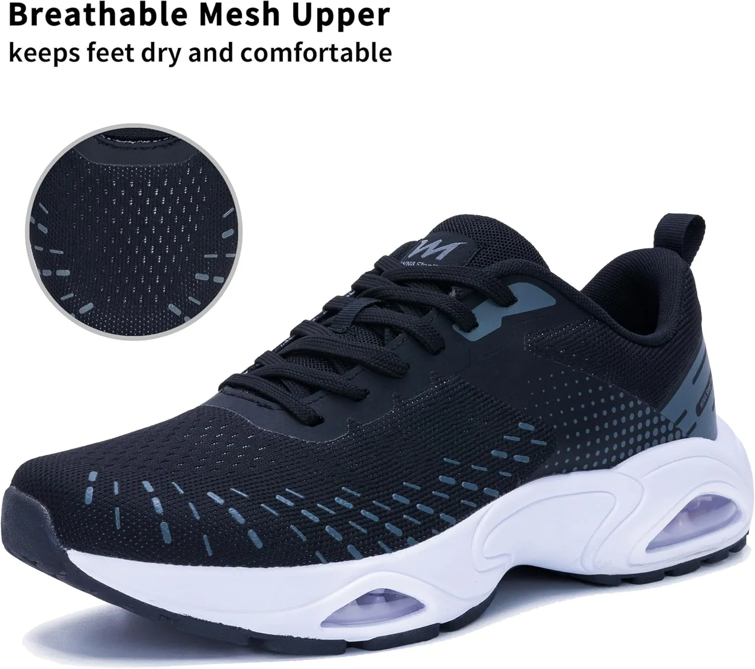 Men Running Shoes with Dual cushionings Breathable Lightweight Tennis Walking Sneakers Memory Foam Athletic Sport Shoes