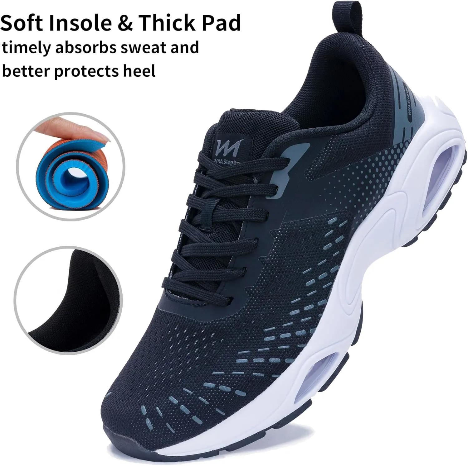 Men Running Shoes with Dual cushionings Breathable Lightweight Tennis Walking Sneakers Memory Foam Athletic Sport Shoes