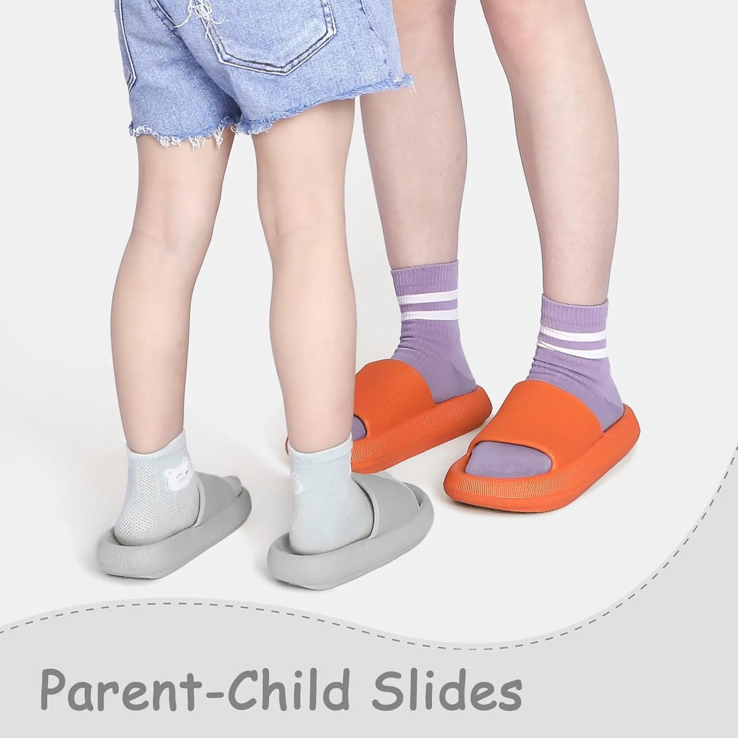 Menore Cloud Slides for Kids Shower Beach Slippers Boys Girls Bathroom Thick Sole Pillow Slippers Summer Non-Slip Pool Sandals