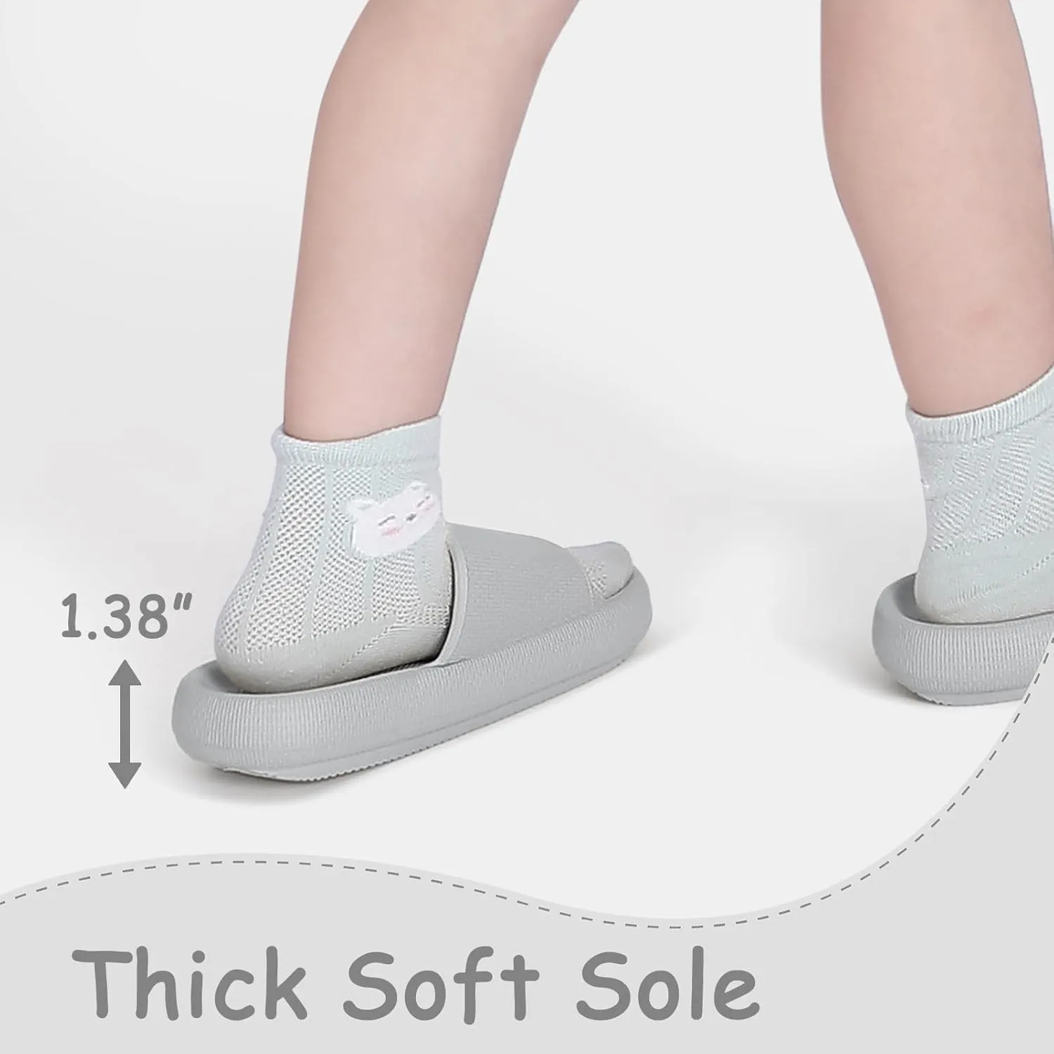 Menore Cloud Slides for Kids Shower Beach Slippers Boys Girls Bathroom Thick Sole Pillow Slippers Summer Non-Slip Pool Sandals