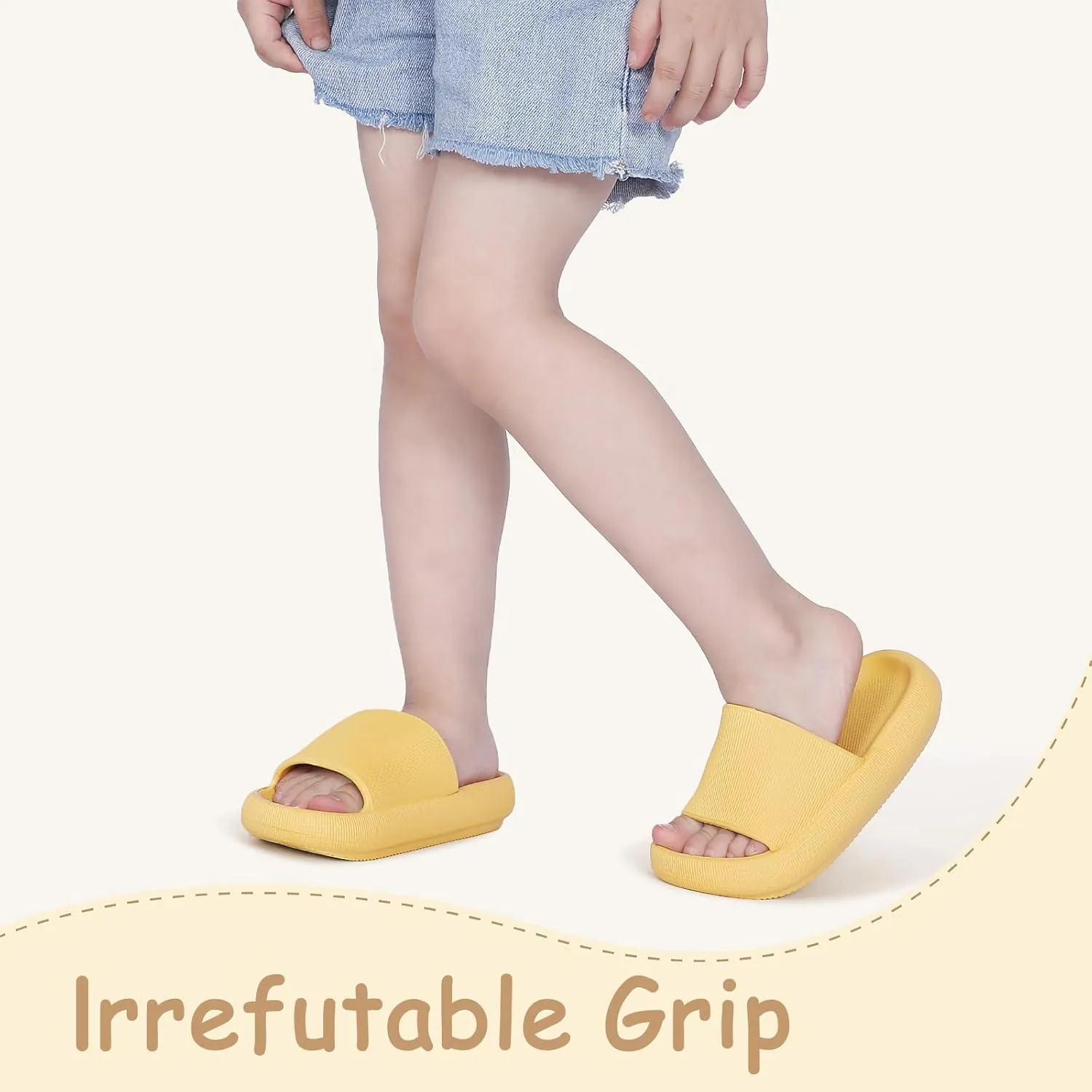 Menore Cloud Slides for Kids Shower Beach Slippers Boys Girls Bathroom Thick Sole Pillow Slippers Summer Non-Slip Pool Sandals