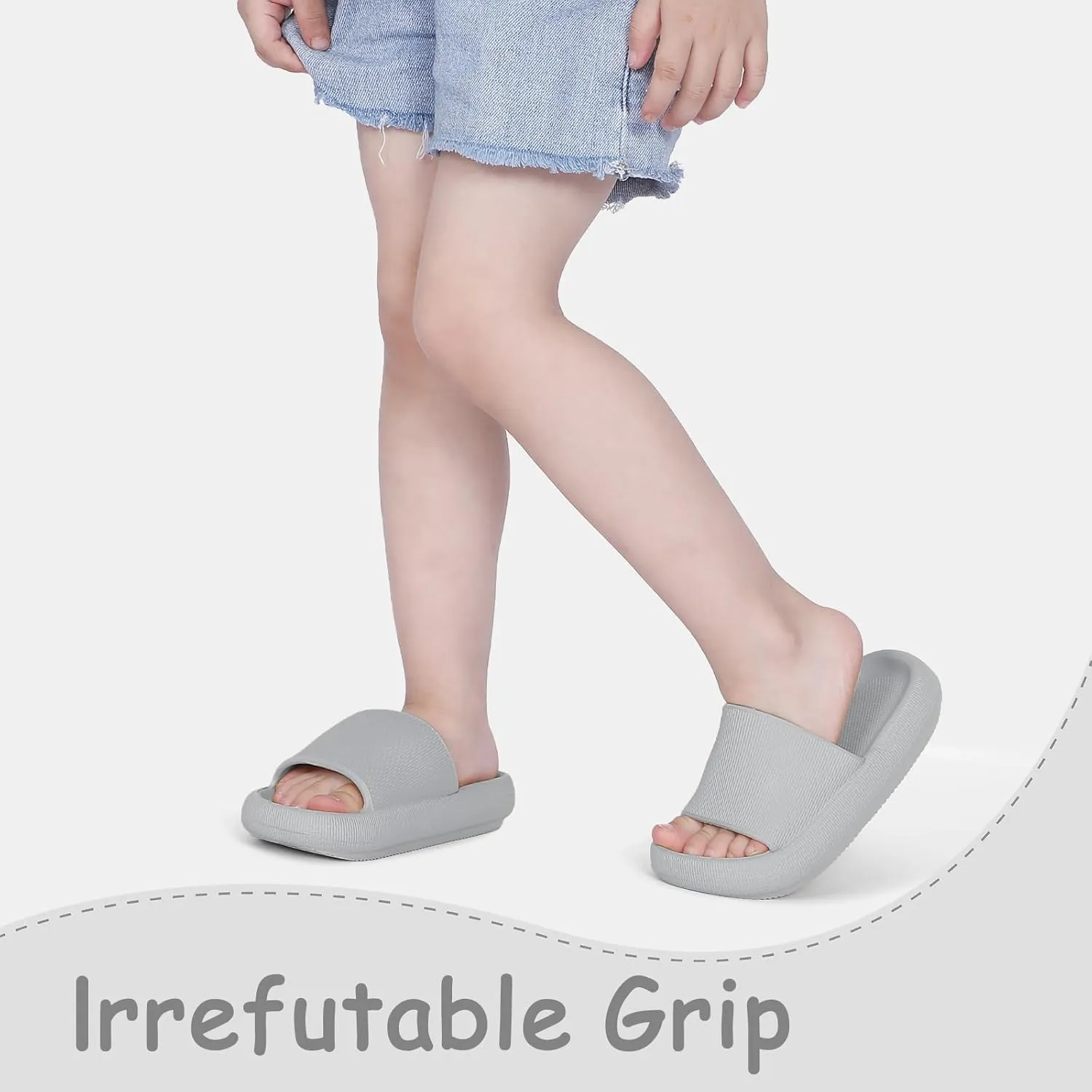 Menore Cloud Slides for Kids Shower Beach Slippers Boys Girls Bathroom Thick Sole Pillow Slippers Summer Non-Slip Pool Sandals