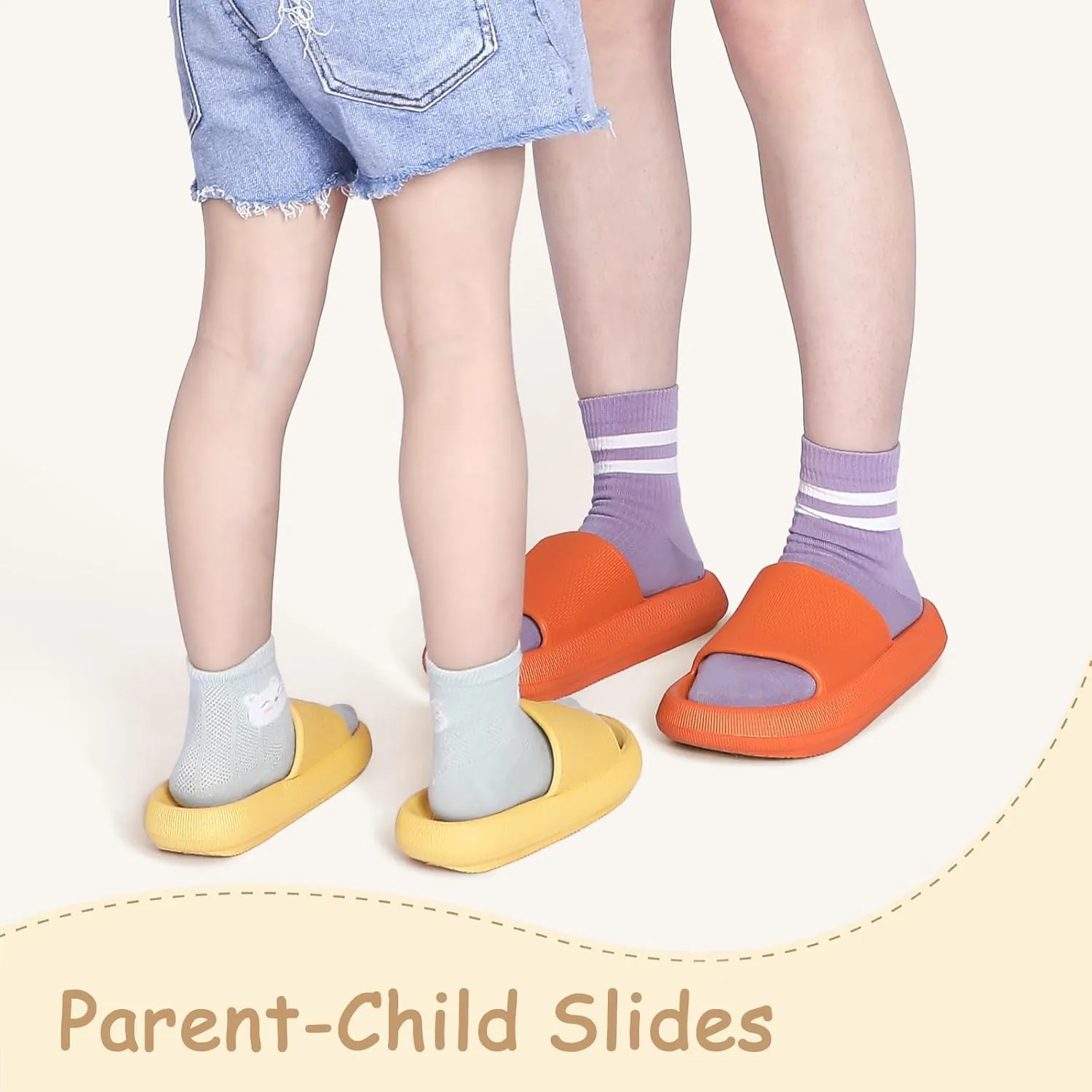 Menore Cloud Slides for Kids Shower Beach Slippers Boys Girls Bathroom Thick Sole Pillow Slippers Summer Non-Slip Pool Sandals