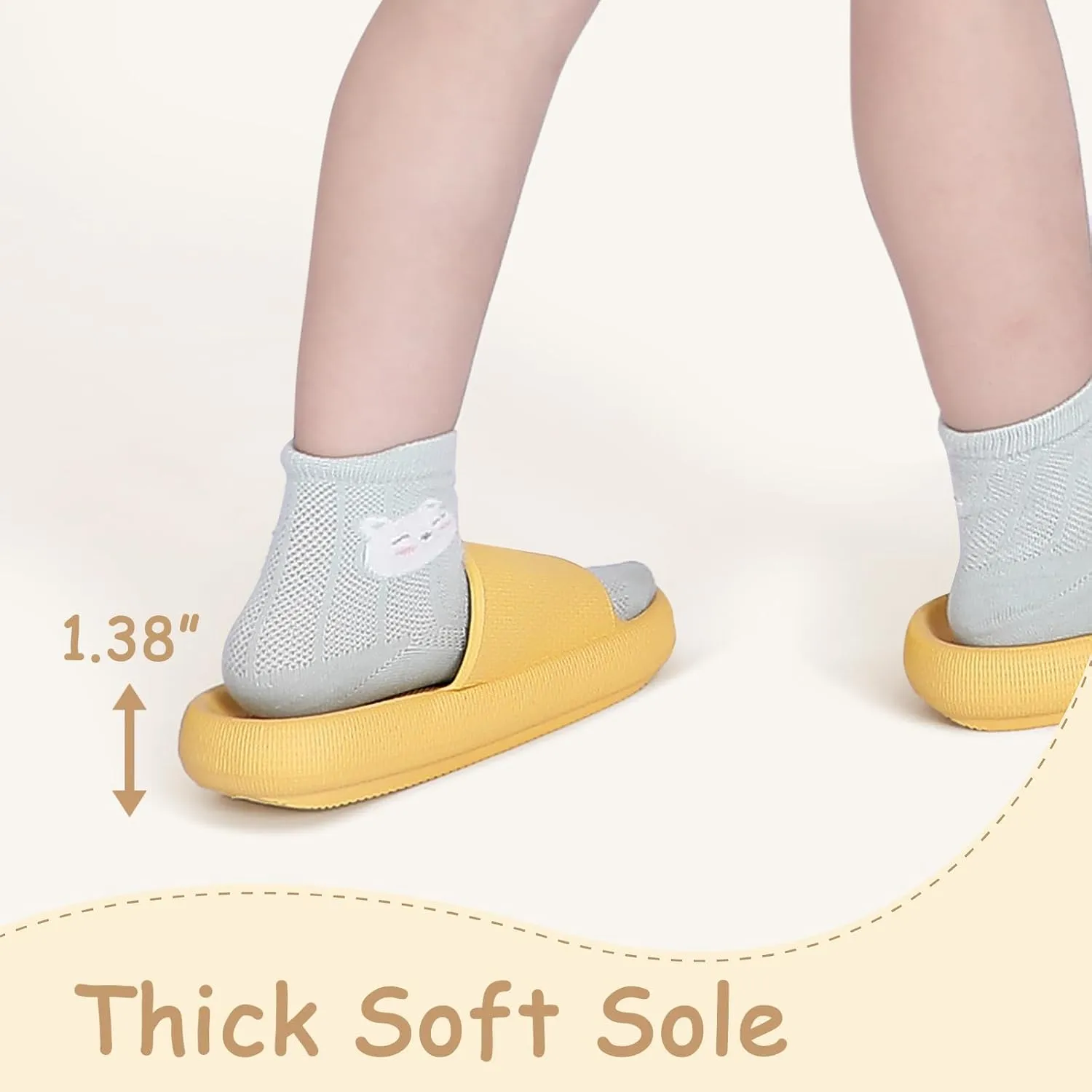 Menore Cloud Slides for Kids Shower Beach Slippers Boys Girls Bathroom Thick Sole Pillow Slippers Summer Non-Slip Pool Sandals