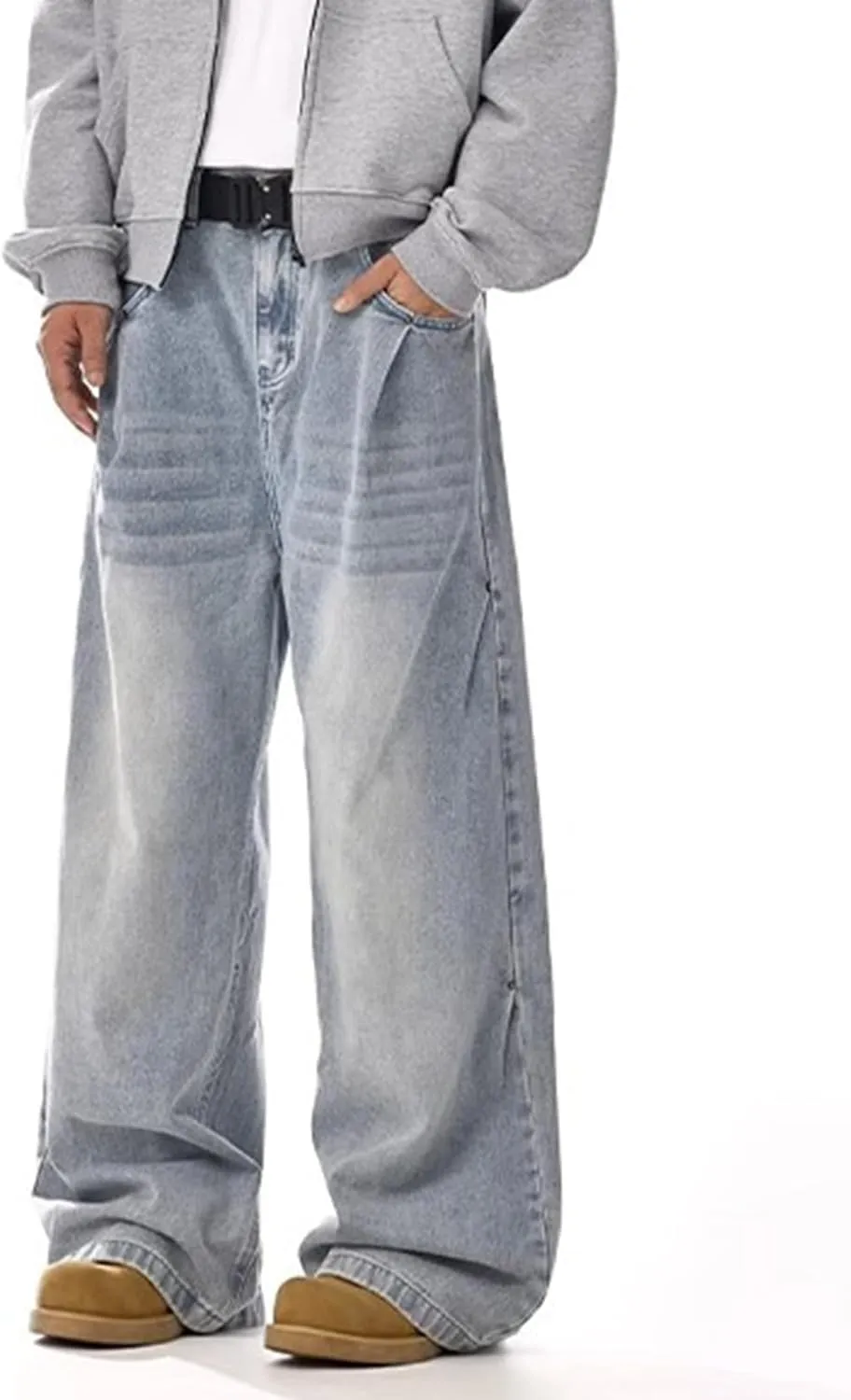 Men's Baggy Jeans Y2K Mid Rise Wide Leg Skater Denim Pants Vintage 90s Hip Hop Jeans Loose Fit Casual for Men Teen Boys