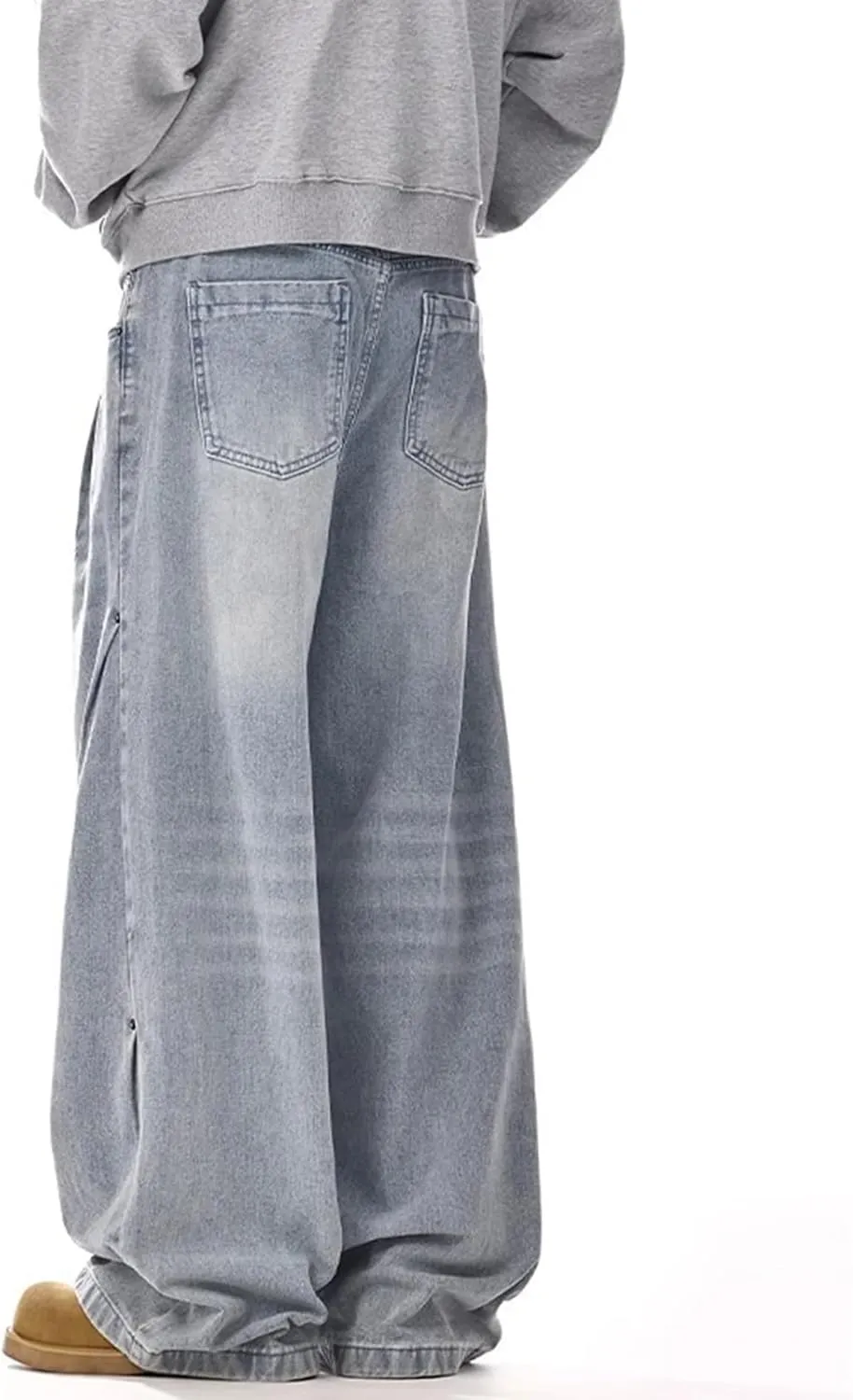 Men's Baggy Jeans Y2K Mid Rise Wide Leg Skater Denim Pants Vintage 90s Hip Hop Jeans Loose Fit Casual for Men Teen Boys