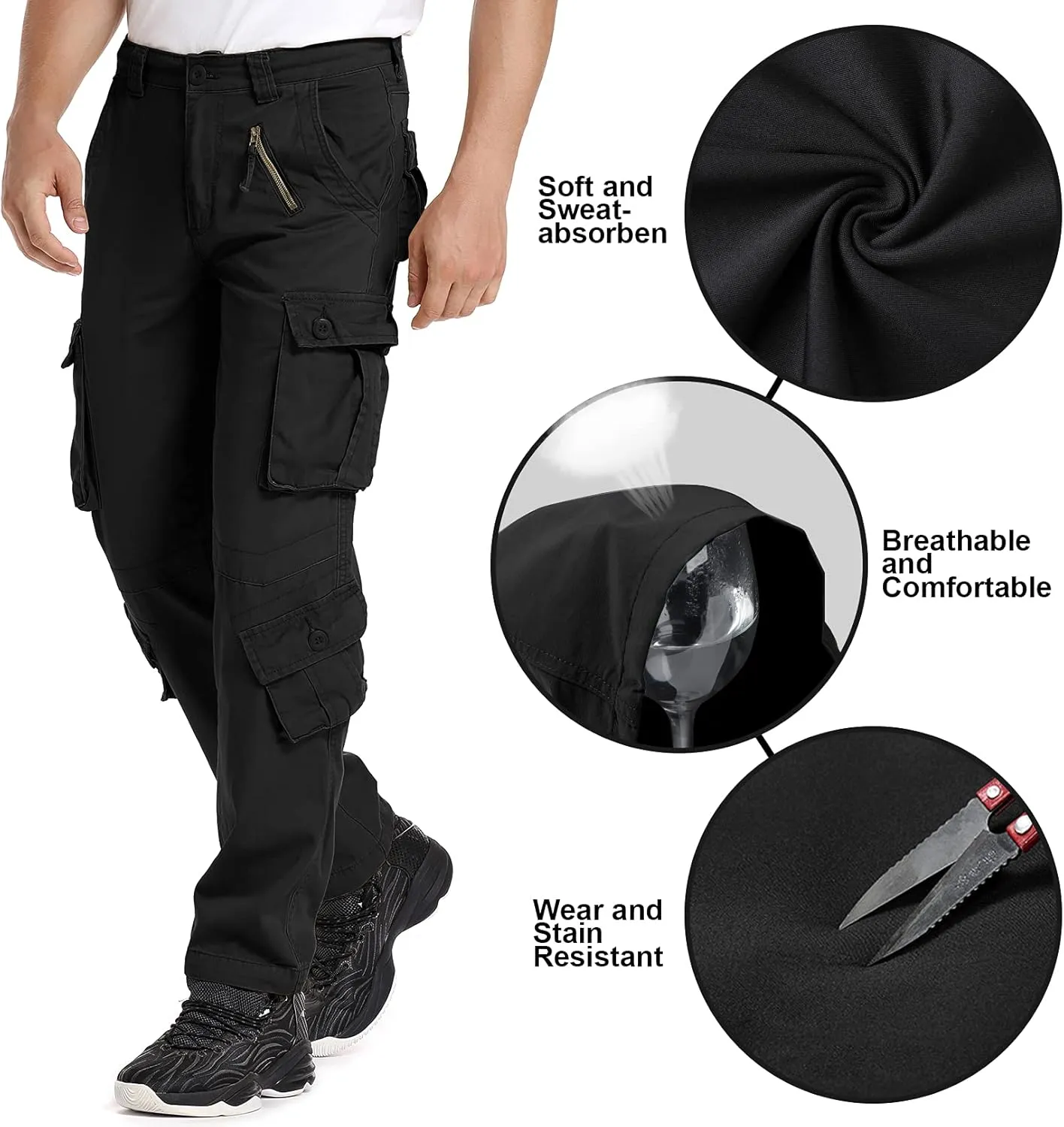 Men's BDU Casual Military Pants, Tactical Wild Army Combat ACU Rip Stop Camo Cargo Work Pants Trousers with 8 Pockets