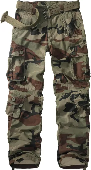 Men's BDU Casual Military Pants, Tactical Wild Army Combat ACU Rip Stop Camo Cargo Work Pants Trousers with 8 Pockets