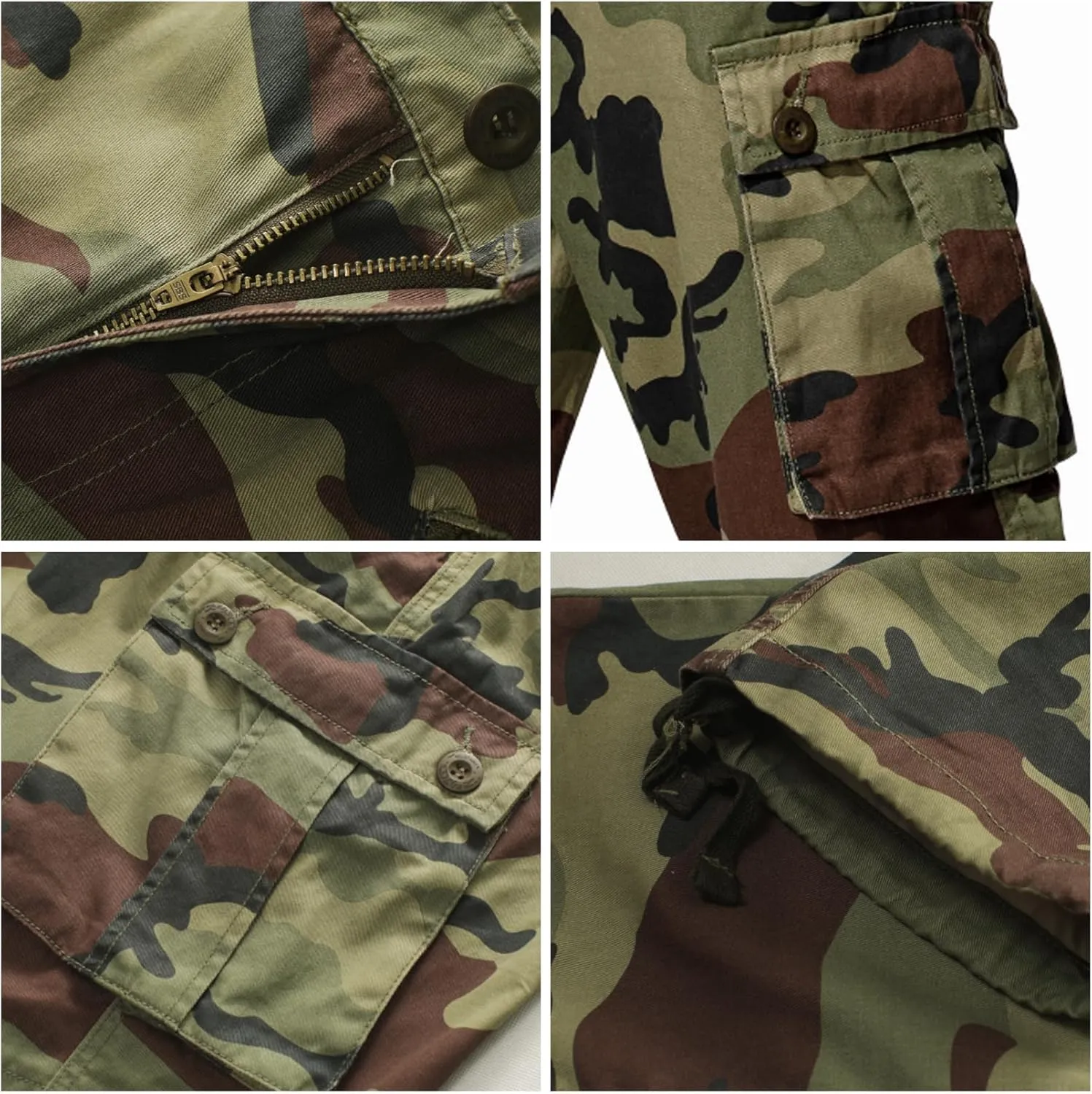 Men's BDU Casual Military Pants, Tactical Wild Army Combat ACU Rip Stop Camo Cargo Work Pants Trousers with 8 Pockets