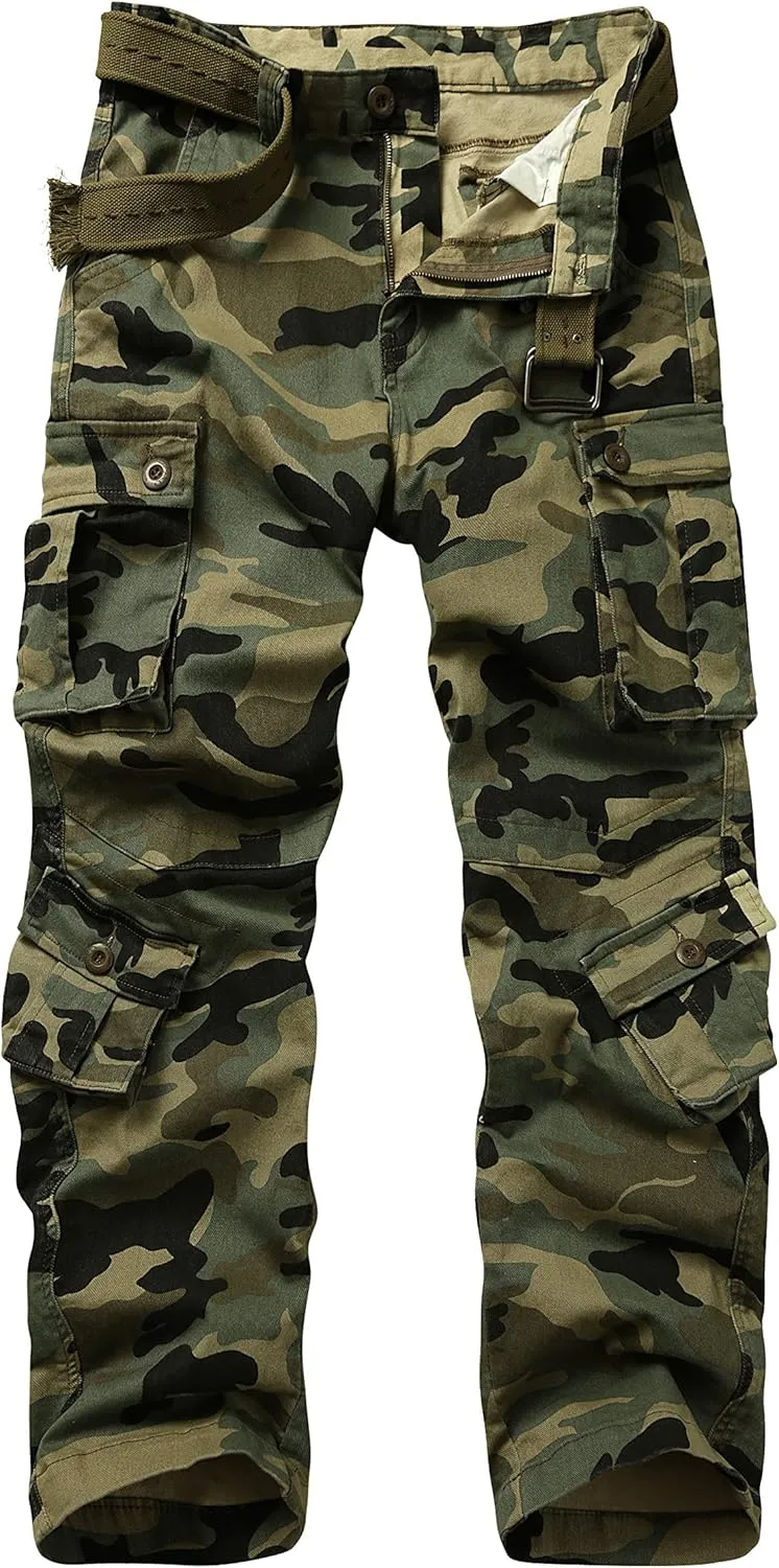 Men's BDU Casual Military Pants, Tactical Wild Army Combat ACU Rip Stop Camo Cargo Work Pants Trousers with 8 Pockets