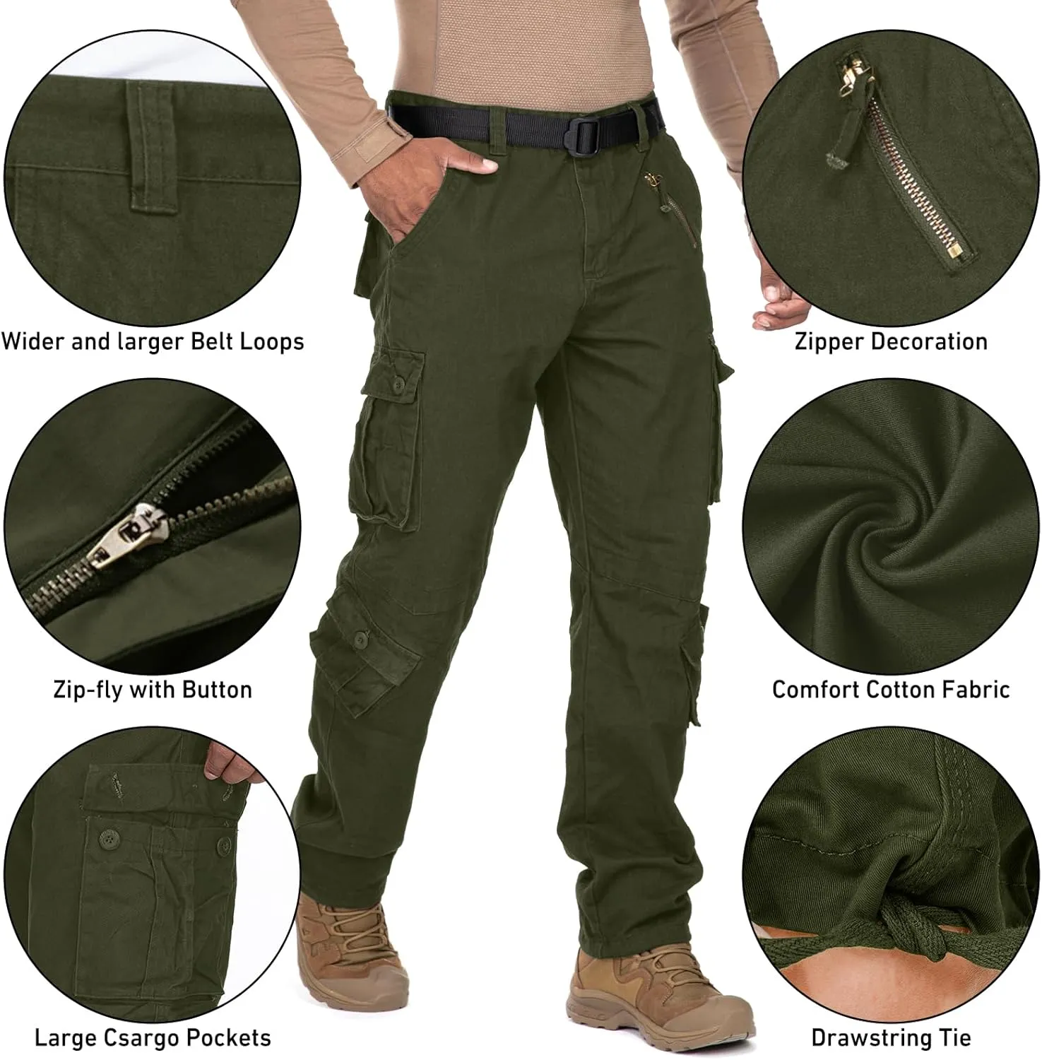 Men's BDU Casual Military Pants, Tactical Wild Army Combat ACU Rip Stop Camo Cargo Work Pants Trousers with 8 Pockets