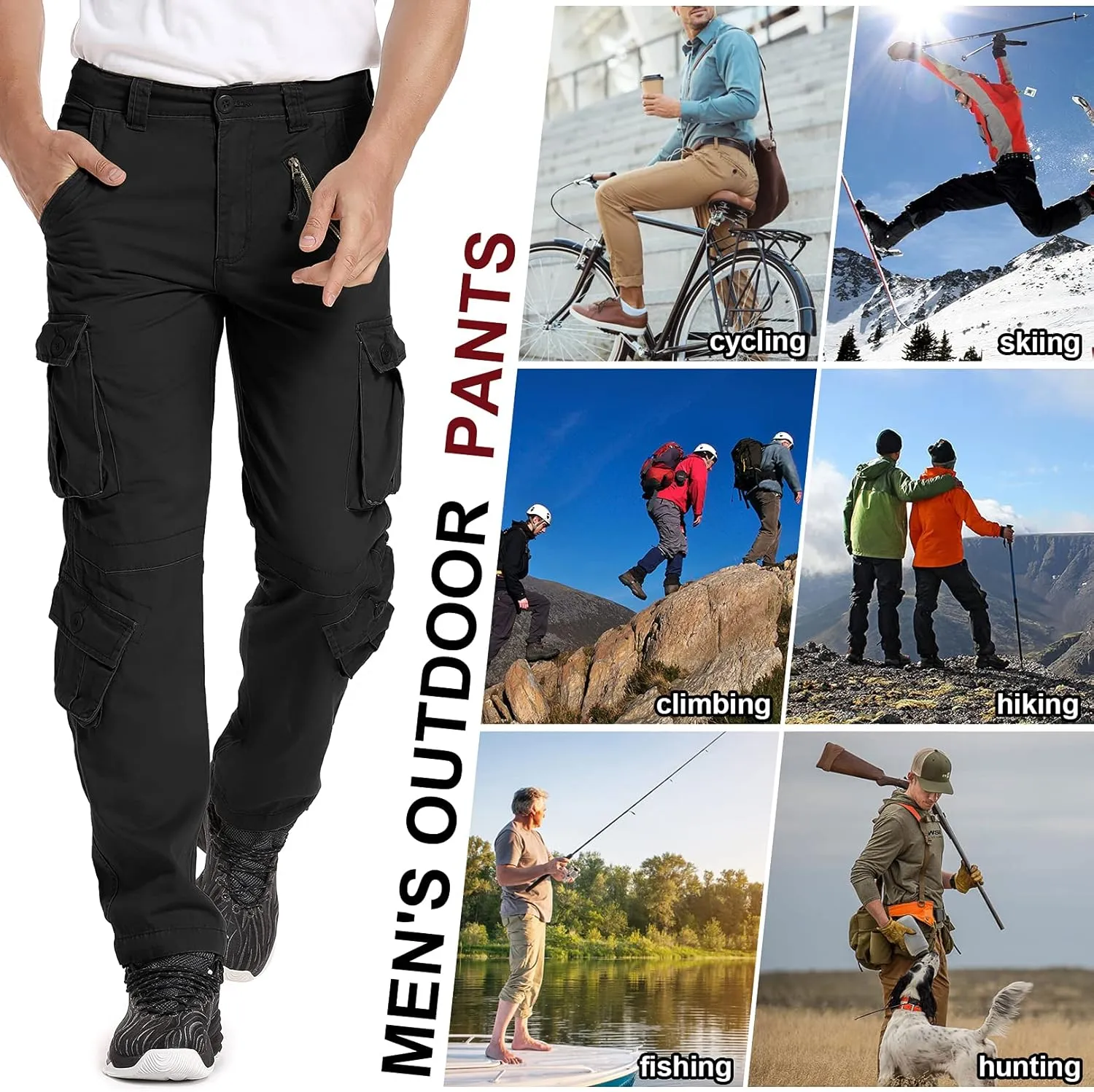 Men's BDU Casual Military Pants, Tactical Wild Army Combat ACU Rip Stop Camo Cargo Work Pants Trousers with 8 Pockets