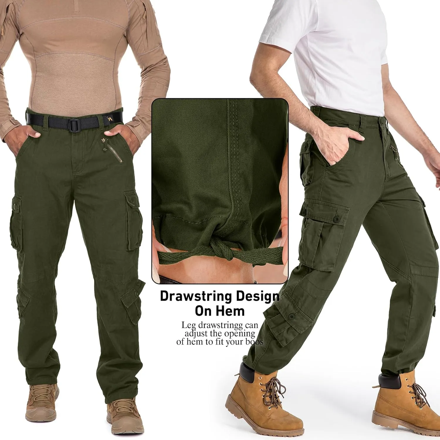 Men's BDU Casual Military Pants, Tactical Wild Army Combat ACU Rip Stop Camo Cargo Work Pants Trousers with 8 Pockets