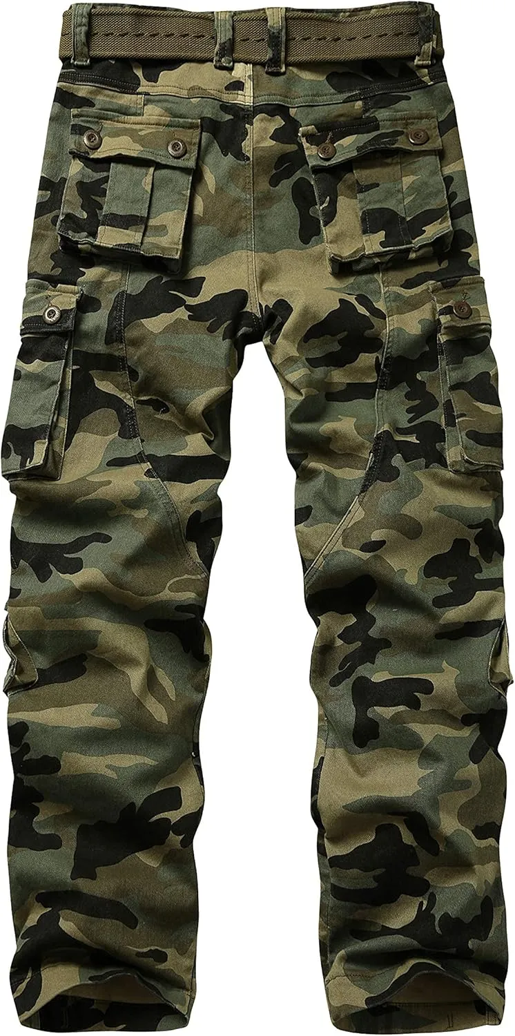 Men's BDU Casual Military Pants, Tactical Wild Army Combat ACU Rip Stop Camo Cargo Work Pants Trousers with 8 Pockets