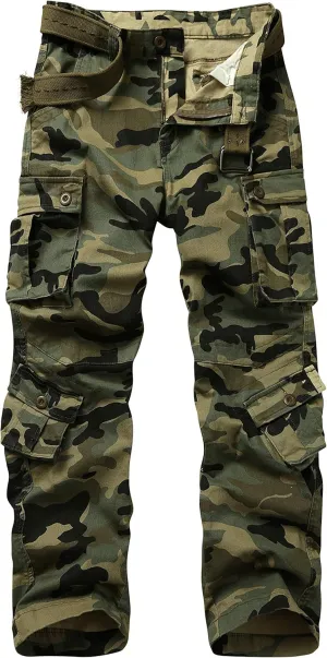 Men's BDU Casual Military Pants, Tactical Wild Army Combat ACU Rip Stop Camo Cargo Work Pants Trousers with 8 Pockets