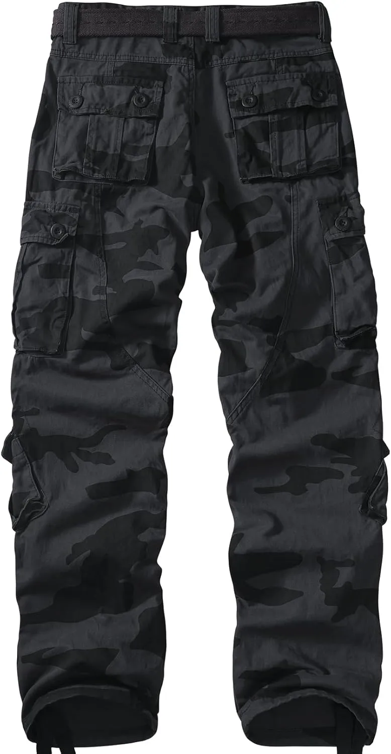 Men's BDU Casual Military Pants, Tactical Wild Army Combat ACU Rip Stop Camo Cargo Work Pants Trousers with 8 Pockets